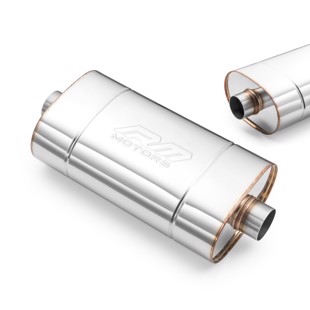 RM Motors Universal E001 elliptical silencer Can length - 300 mm, Embossing - Yes, Inlet diameter - 63,5 mm